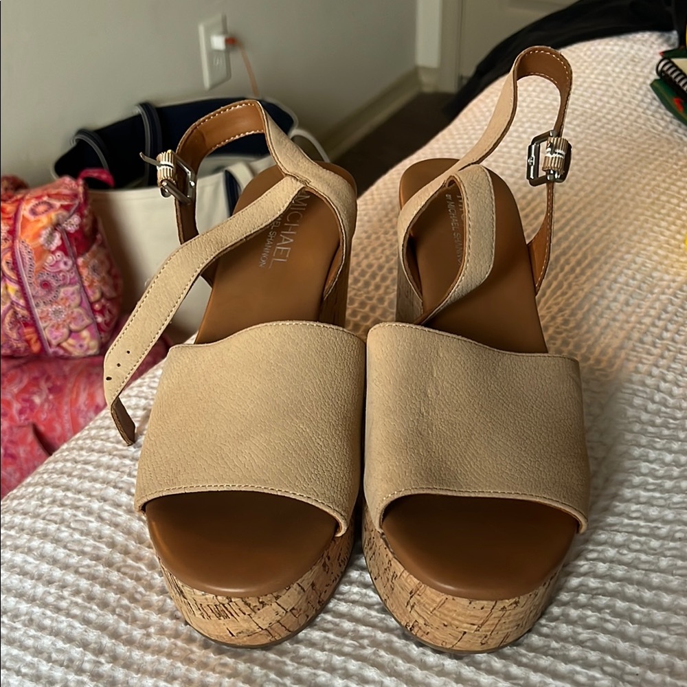 Michael Kors Women's Tan Wedge Sandals